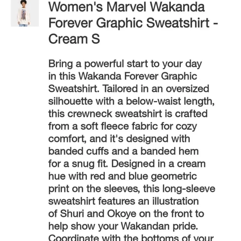 Marvel Women's Wakanda Forever Graphic Design Long Sleeve Sweatshirt S/M - Picture 4 of 13